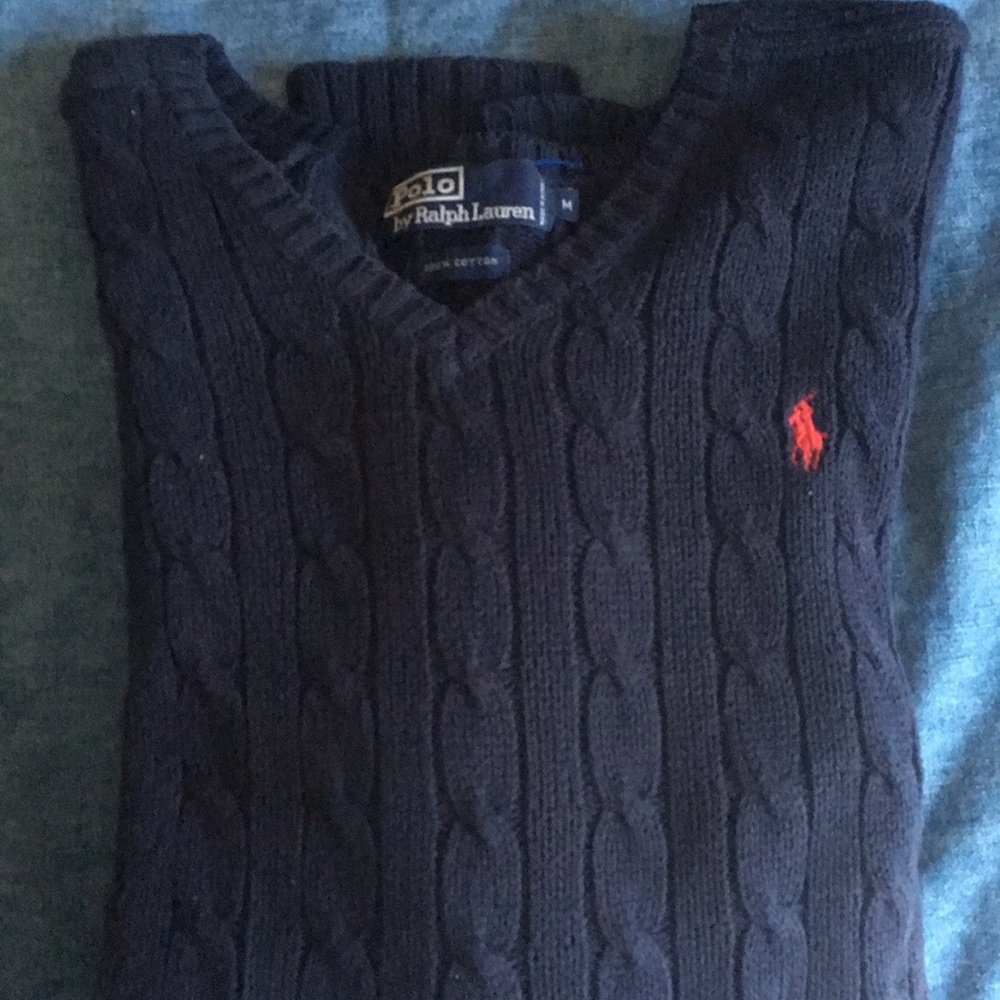 Ralph Lauren cotton cable knit sweater navy blue m